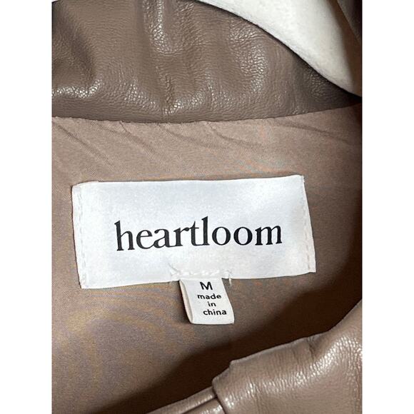 Heartloom Medium Puffer Vest in Driftwood Mocha Brown Faux Leather Snap Front - Picture 4 of 8